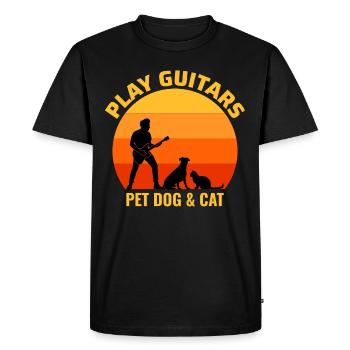 Basse Guitariste Musicien Bassiste Cat Dog Animal - T-shirt Premium bio Homme - noir - Devant - Nico (187cm)