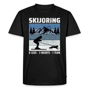 Chien Skijoring Sports d’hiver extrêmes Course de ski - T-shirt Premium bio Homme - noir - Devant - Nico (187cm)