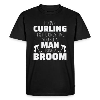 Curling Sweeping Fan Winter Ice Sport Curler Funny - Men's Premium Organic T-Shirt - black - Front - Nico (187cm)