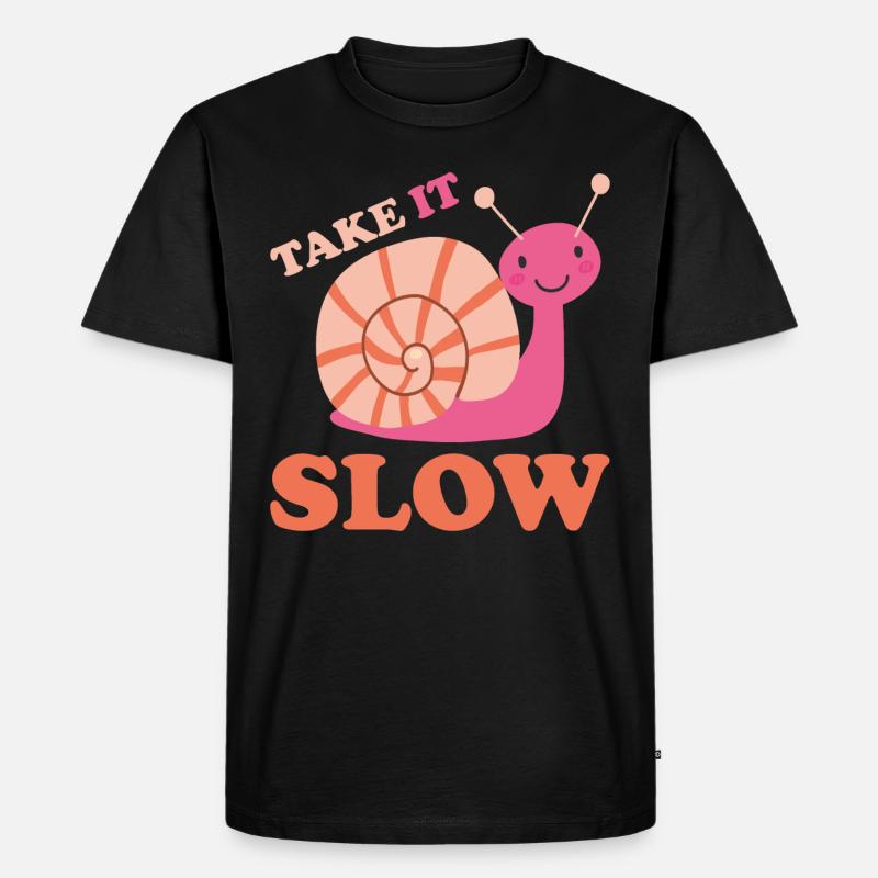 Take it Slow Schnecke - Männer Premium Bio T-Shirt - Schwarz