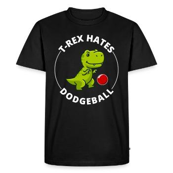 Dodgeball T-rex dinosaure t rex Dino tyrannosaurus - T-shirt Premium bio Homme - noir - Devant - Nico (187cm)