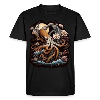 Japanese Style Octopus - Men's Premium Organic T-Shirt - black - Front - Nico (187cm)