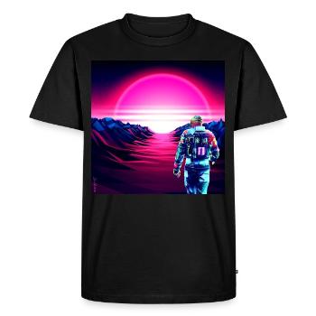 Astronaut Cyber Sunset Pink Gradient - - Men's Premium Organic T-Shirt - black - Front - Nico (187cm)