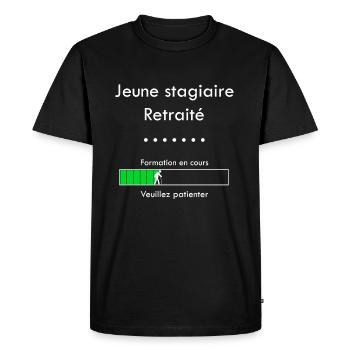 jeune stagiaire retraité - T-shirt Premium bio Homme - noir - Devant - Nico (187cm)