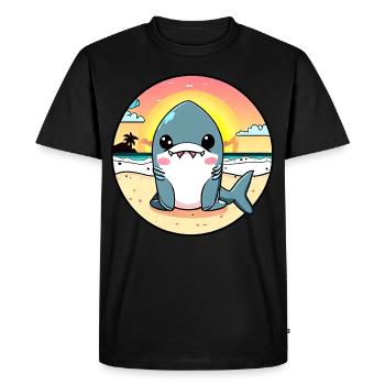 Requin détendu sur la plage - T-shirt Premium bio Homme - noir - Devant - Nico (187cm)
