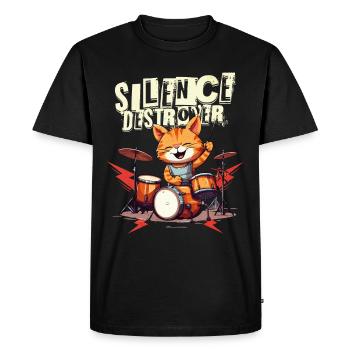 Drums Drums Silence Destroyer Cat Funny - T-shirt Premium bio Homme - noir - Devant - Nico (187cm)