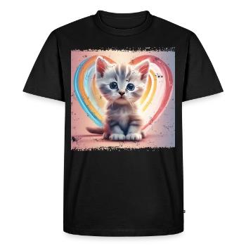 Warm cat - Men's Premium Organic T-Shirt - black - Front - Nico (187cm)