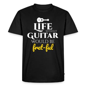 Fret-fully Funny: Célébrer la vie avec des guitares - T-shirt Premium bio Homme - noir - Devant - Nico (187cm)