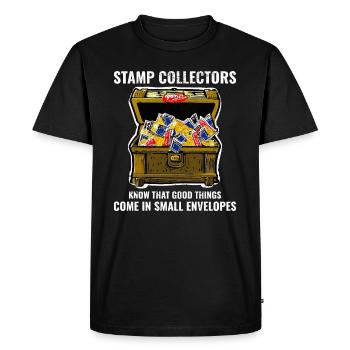 Philatéliste collectionneur collectionneur de timbres - T-shirt Premium bio Homme - noir - Devant - Nico (187cm)