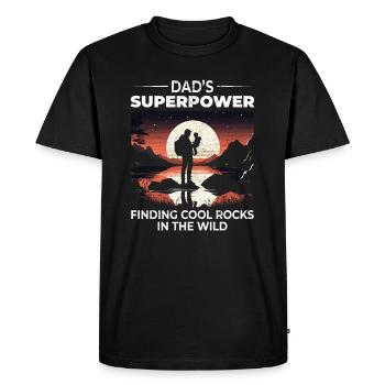 Rock Collecting Papa Coucher De Soleil Montagne Nature Famille - T-shirt Premium bio Homme - noir - Devant - Nico (187cm)