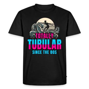 Retro Surfer Riding des années 80 vague totalement tubulaire - T-shirt Premium bio Homme - noir - Devant - Nico (187cm)