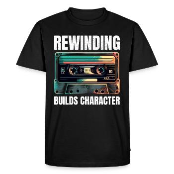 Art de la cassette Vintage : rembobinage de la nostalgie des années 80 - T-shirt Premium bio Homme - noir - Devant - Nico (187cm)