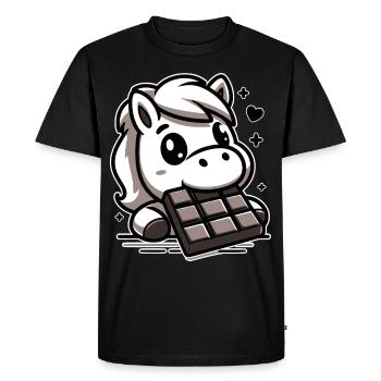 Cute horse and chocolate - Men's Premium Organic T-Shirt - black - Front - Nico (187cm)