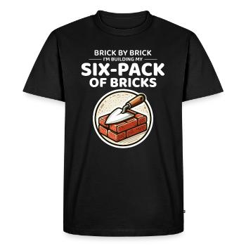 Six-Pack of Bricks: Humorous Bricklayer Fitness - Men's Premium Organic T-Shirt - black - Front - Nico (187cm)