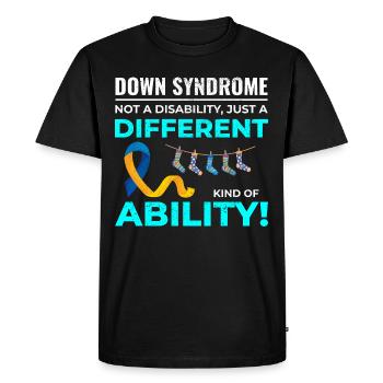 Down Syndrome Awareness Different Ability - Men's Premium Organic T-Shirt - black - Front - Nico (187cm)