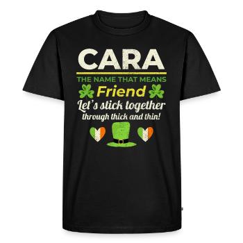 Drôle de fille irlandaise Nom : Cara - L’ami - T-shirt Premium bio Homme - noir - Devant - Nico (187cm)