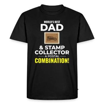 Timbre collectionneur papa collection hobby philatéliste - T-shirt Premium bio Homme - noir - Devant - Nico (187cm)