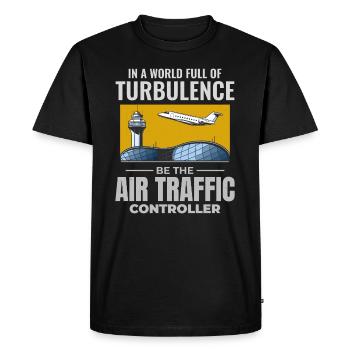 Contrôleur de la circulation aérienne ATC Aviation Humour Avion - T-shirt Premium bio Homme - noir - Devant - Nico (187cm)