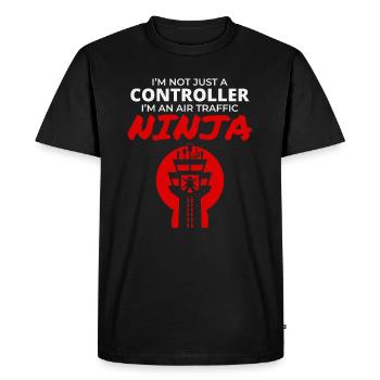 Contrôleur aérien Ninja ATC Aviation Humour - T-shirt Premium bio Homme - noir - Devant - Nico (187cm)