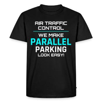 Contrôleur de la circulation aérienne ATC Aviation Humour Avion - T-shirt Premium bio Homme - noir - Devant - Nico (187cm)