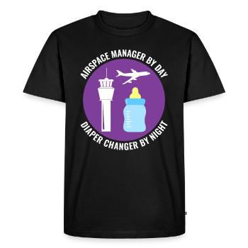 Contrôleur de la circulation aérienne ATC Aviation Humour Avion - T-shirt Premium bio Homme - noir - Devant - Nico (187cm)