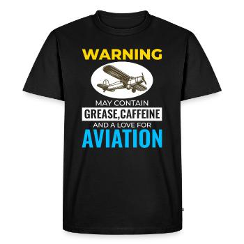 Aircraft Mechanic Aviation Technician Coffee Humor - Men's Premium Organic T-Shirt - black - Front - Nico (187cm)