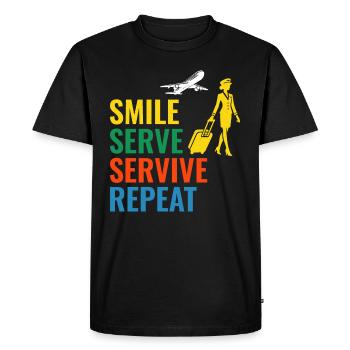 Hôtesse de l’air Aviation Personnel de cabine - T-shirt Premium bio Homme - noir - Devant - Nico (187cm)