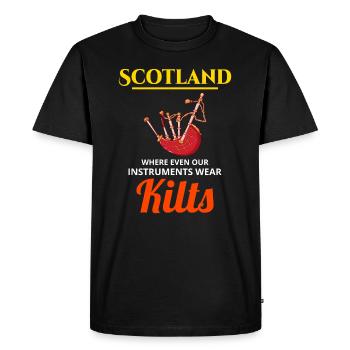 Bagpipe Player Instrument Scottish Scotland Kilts - Men's Premium Organic T-Shirt - black - Front - Nico (187cm)
