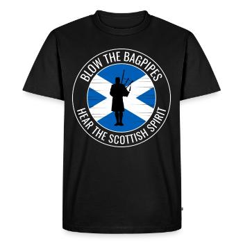 Bagpipe Player Instrument Scottish Scotland Flag - Men's Premium Organic T-Shirt - black - Front - Nico (187cm)