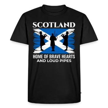 Bagpipe Player Instrument Scottish Scotland Flag - Men's Premium Organic T-Shirt - black - Front - Nico (187cm)