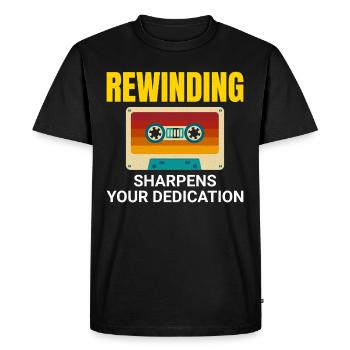 Cassette Tape Rewinding 80s Nostalgia Retro 1980s - Men's Premium Organic T-Shirt - black - Front - Nico (187cm)