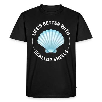 Scallop Seashells Collector Beachcomber Shellfish - Men's Premium Organic T-Shirt - black - Front - Nico (187cm)
