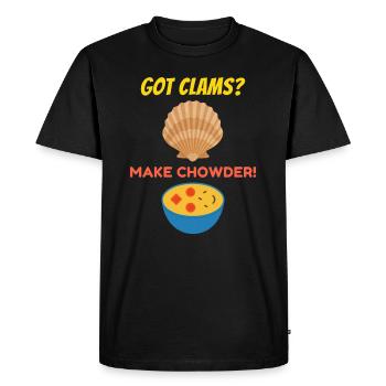 Clam Chowder Shellfish Hilarious Seafood Soup - Men's Premium Organic T-Shirt - black - Front - Nico (187cm)