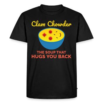 Chaudrée de palourdes, crustacés, soupe de fruits de mer hilarante - T-shirt Premium bio Homme - noir - Devant - Nico (187cm)
