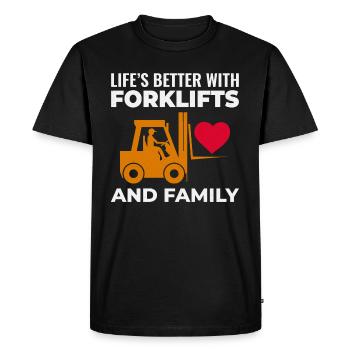 Famille de caristes et de conducteurs d’équipement lourd - T-shirt Premium bio Homme - noir - Devant - Nico (187cm)
