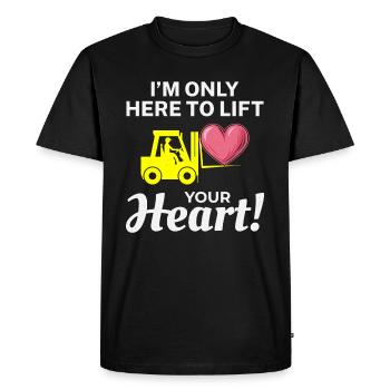 Forklift Operator Driver Valentine’s Day Funny - Men's Premium Organic T-Shirt - black - Front - Nico (187cm)