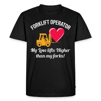 Forklift Operator Driver Valentine’s Day Funny - Men's Premium Organic T-Shirt - black - Front - Nico (187cm)
