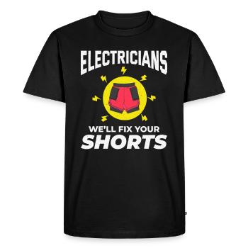 Électricien Humour Technicien électricien Ingénieur - T-shirt Premium bio Homme - noir - Devant - Nico (187cm)