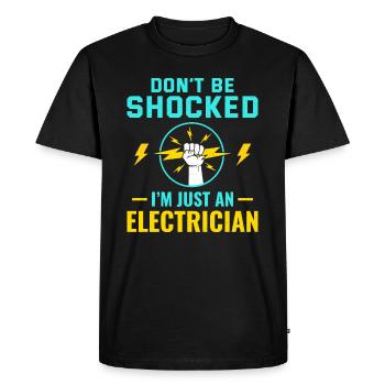 Électricien Humour Technicien électricien Ingénieur - T-shirt Premium bio Homme - noir - Devant - Nico (187cm)