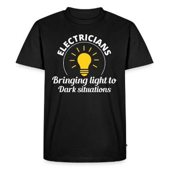 Électricien Humour Technicien électricien Ingénieur - T-shirt Premium bio Homme - noir - Devant - Nico (187cm)