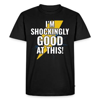 Électricien Humour Technicien électricien Ingénieur - T-shirt Premium bio Homme - noir - Devant - Nico (187cm)