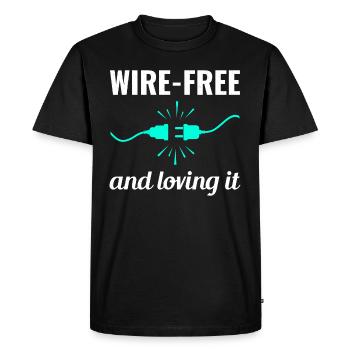 Électricien : sans fil et aimant la vie - T-shirt Premium bio Homme - noir - Devant - Nico (187cm)
