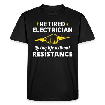 Retired Electrician: Life Without Resistance - Men's Premium Organic T-Shirt - black - Front - Nico (187cm)