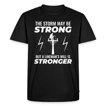 Le monteur de lignes Strong Storm alimentera le héros du réseau - T-shirt Premium bio Homme - noir - Devant - Nico (187cm)