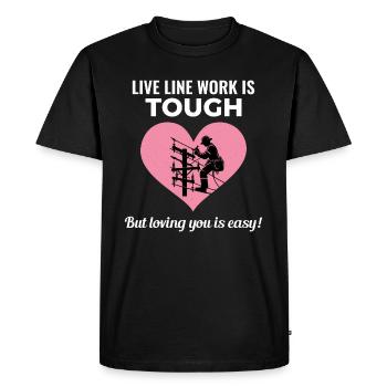 Lineman Valentine Live Line Work Love Romance - Men's Premium Organic T-Shirt - black - Front - Nico (187cm)