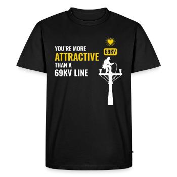 Lineman Valentine 69kV Line Attraction Humor Love - Men's Premium Organic T-Shirt - black - Front - Nico (187cm)