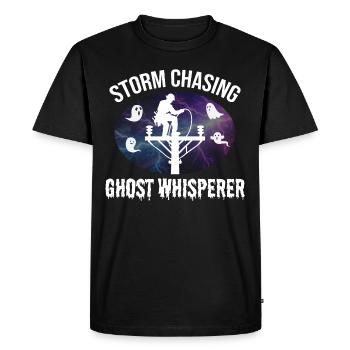 Storm Chasing Ghost Whisperer – Lineman Halloween - Men's Premium Organic T-Shirt - black - Front - Nico (187cm)