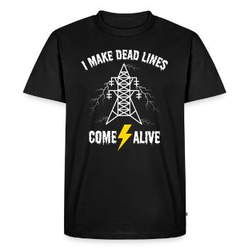 Je donne vie aux lignes mortes – Lineman Halloween - T-shirt Premium bio Homme - noir - Devant - Nico (187cm)