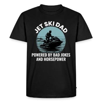 Jet Ski Dad – Propulsé par les mauvaises blagues et la puissance - T-shirt Premium bio Homme - noir - Devant - Nico (187cm)