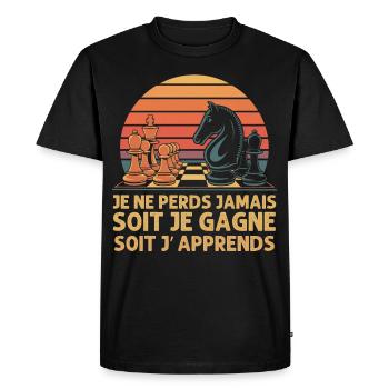 Je ne perds jamais cadeau motivation échec vintage - T-shirt Premium bio Homme - noir - Devant - Nico (187cm)
